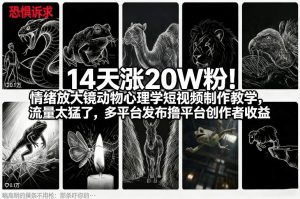 14天涨20W粉！情绪放大镜动物心理学短视频制作教学，流量太猛了，多平台发布撸平台创作者收益-网创资源站