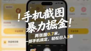 手机截图暴力掘金！两张图0.7米，一部手机搞定，轻松日入3张【揭秘】-网创资源站