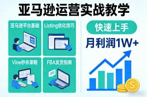 亚马逊运营实战教学，亚马逊平台+Listing优化+Vine秒杀+FBA发货等，快速上手，实现店铺月利润1W-网创资源站