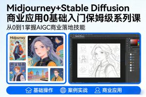 AIGC商业应用Midjourney+Stable Diffusion教程，0基础入门保姆级系列课-网创资源站