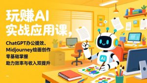 玩赚AI实战应用课,ChatGPT办公提效、Midjourney绘画创作,零基础掌握,助力效率与收入双提升-网创资源站