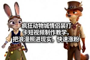 疯狂动物城情侣装打卡短视频制作教学，把浪漫照进现实，快速涨粉-网创资源站