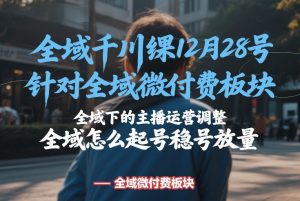 全域千川线下课12月28号,针对全域微付费板块,全域下的主播运营调整,全域怎么起号稳号放量-网创资源站