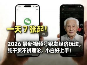 2026最新视频号银发经济玩法，轻松每天7张起，小白也可做-网创资源站