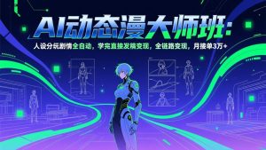 AI动态漫剧大师班：人设分镜剧情全自动，学完直接发稿变现，全链路变现，月接单3万+-网创资源站
