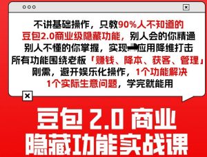 豆包2.0商业隐藏功能实战课2026，1个功能解决1个实际生意问题，学完就能用-网创资源站