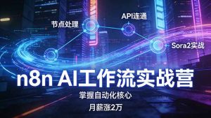 n8n AI工作流实战营，节点处理+API连通+Sora2实战，掌握自动化核心月薪涨2万-网创资源站