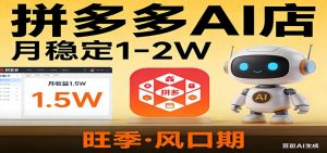开一家拼多多AI店，月稳定1-2W，目前旺季，风口期！-网创资源站