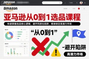 亚马逊从0到1选品课程，快速掌握选品核心逻辑，避开同质化陷阱，精准锁定高潜力市场(更新)-网创资源站