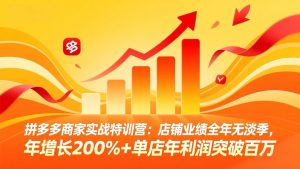 拼多多商家实战特训营：店铺业绩全年无淡季，年增长200%+单店年利润突破百万(26年3月更新-网创资源站