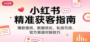 小红书精准获客指南：爆款查找、数据优化、私信引流、官方渠道对接技巧-网创资源站