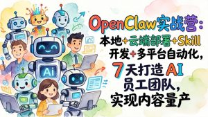 OpenClaw实战营：本地+云端部署+Skill开发+多平台自动化，7 天打造 AI 员工团队，实现内容量产-网创资源站