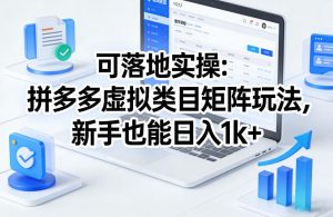 可落地实操：拼多多虚拟类目矩阵玩法，新手也能日入1k+【揭秘】-网创资源站