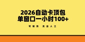 2026自动卡顶包玩法，单窗口一小时100+，可矩阵操作，无需人工【揭秘】-网创资源站