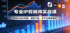 专业IP剪辑师实战课:IP切片挂车剪辑,爆款打造,多平台增收教学-网创资源站