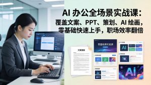 AI 办公全场景实战课:覆盖文案、PPT、策划、AI 绘画,零基础快速上手,职场效率翻倍-网创资源站