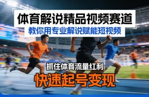 体育解说精品视频赛道,教你用专业解说赋能短视频,抓住体育流量红利,快速起号变现-网创资源站