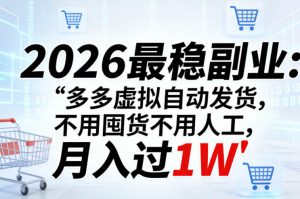 2026最稳副业:多多虚拟自动发货,不用囤货不用人工,月入过1W【揭秘】-网创资源站