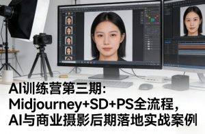 AI训练营第三期:Midjourney+SD+PS全流程,AI与商业摄影后期落地实战案例-网创资源站