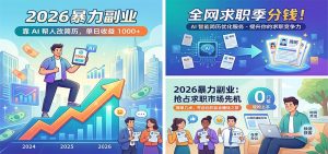 2026暴力副业:靠AI帮人改简历,单日收益1000+,全网求职季分钱-网创资源站