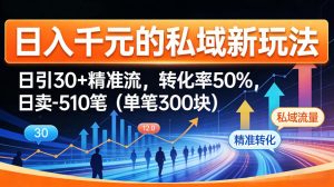 日入千米的私域新玩法：日引30＋精准流，转化率50%，日卖5-10笔(单笔300米)-网创资源站
