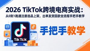 2026TikTok跨境电商实战：从0到1跑通注册选品上架，出单发货回款全流程手把手教学-网创资源站