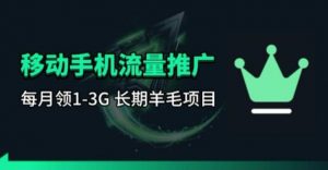 手机流量领取推广_每月一轮，刚需类的长期项目-网创资源站