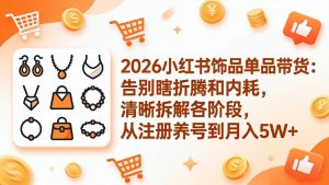 2026小红书饰品单品带货:告别瞎折腾和内耗,清晰拆解各阶段,从注册养号到月入5W+-网创资源站