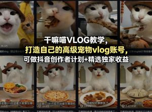 干嘛喵VLOG教学，打造自己的高级宠物vlog账号，可做抖音创作者计划+精选独家收益-网创资源站
