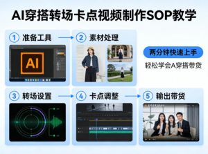 AI穿搭转场卡点视频制作SOP教学，两分钟快速上手，轻松学会AI穿搭带货-网创资源站