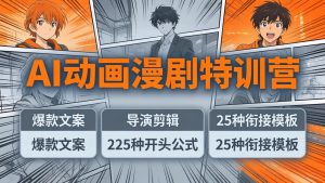 AI动画漫剧特训营:爆款文案+导演剪辑:225种开头公式+25种衔接模板,两小时剪电影级大片-网创资源站