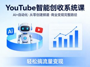 YouTube智能创收系统课,AI+自动化,从零创建YouTube频道并实现商业变现的完整路径,轻松搞流量变现-网创资源站
