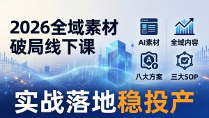 2026全域素材破局线下课:AI素材+全域内容+八大方案+三大SOP,实战落地稳投产-网创资源站