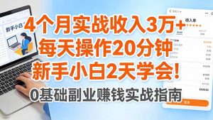 4个月实战收入3万+，每天操作20分钟，新手小白2天学会！-网创资源站