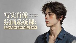写实肖像绘画系统课:造型+光影+色彩+构图全套教学,配套笔刷+示范+作业点评-网创资源站