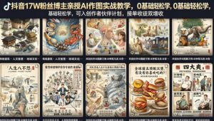 抖音17W粉丝博主亲授AI作图实战教学,0基础轻松学,可入创作者伙伴计划,接单收徒双增收-网创资源站