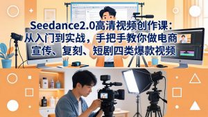 Seedance2.0高清视频创作课：从入门到实战，手把手教你做电商、宣传、复刻、短剧四类爆款视频-网创资源站