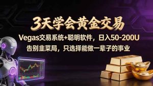 3天学会黄金交易，Vegas交易技术+聪明软件，日赚50-100U-网创资源站