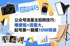 公众号流量主之拍照技巧赛道，难度低+流量大，起号第一篇就爆了10w阅读-网创资源站