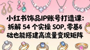 小红书饰品IP账号打造课：拆解 54 个实操 SOP，零基础也能搭建高流量变现矩阵-网创资源站