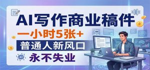 AI写作商业稿件，一小时5张+，普通人新风口，永不失业-网创资源站