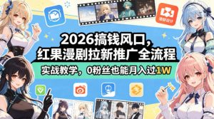 2026搞钱风口，红果漫剧拉新推广全流程实战教学，0粉丝也能月入过1W-网创资源站