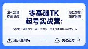 零基础 TK 起号实战营：拆解海外流量逻辑，避开违规坑，快速打通爆款与带货闭环-网创资源站