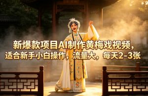 新爆款项目AI制作黄梅戏视频，适合新手小白操作，流量大，每天2-3张-网创资源站