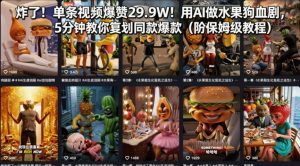 炸了！单条视频爆赞29.9W！用AI做水果狗血剧，5分钟教你复刻同款爆款(附保姆级教程)-网创资源站