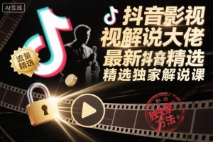 抖音影视解说大佬最新抖音进精选和独家方法，精选独家解说课(更新26年3月)-网创资源站