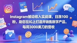 Instagram被动收入实战课，日涨100粉，助您在IG上打造并销售数字产品，每周3000美刀的营收【原创双语字幕】-网创资源站