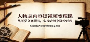 人物志内容短视频变现课：从零学文案撰写，实操音频克隆全过程-网创资源站