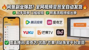 闲鱼售卖全网视频会员副业，全自动发货，上手简单、门槛极低，照着流程就能持续出单-网创资源站